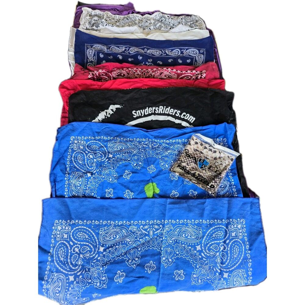 8 Pcs Lot 100% Cotton Paisley Print Bandana Geico Frog Edward Jones Motorcycle